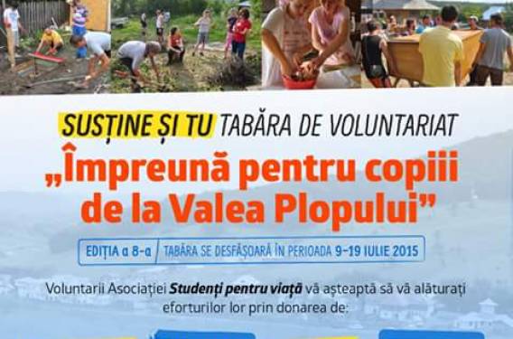 Susține și tu Tabăra de voluntariat 'Împreună pentru copiii de la Valea Plopului'